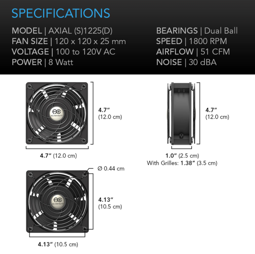 AC INFINITY DUAL 120x120x25mm FAN KIT /W SPEED CONT | Lin Haw International