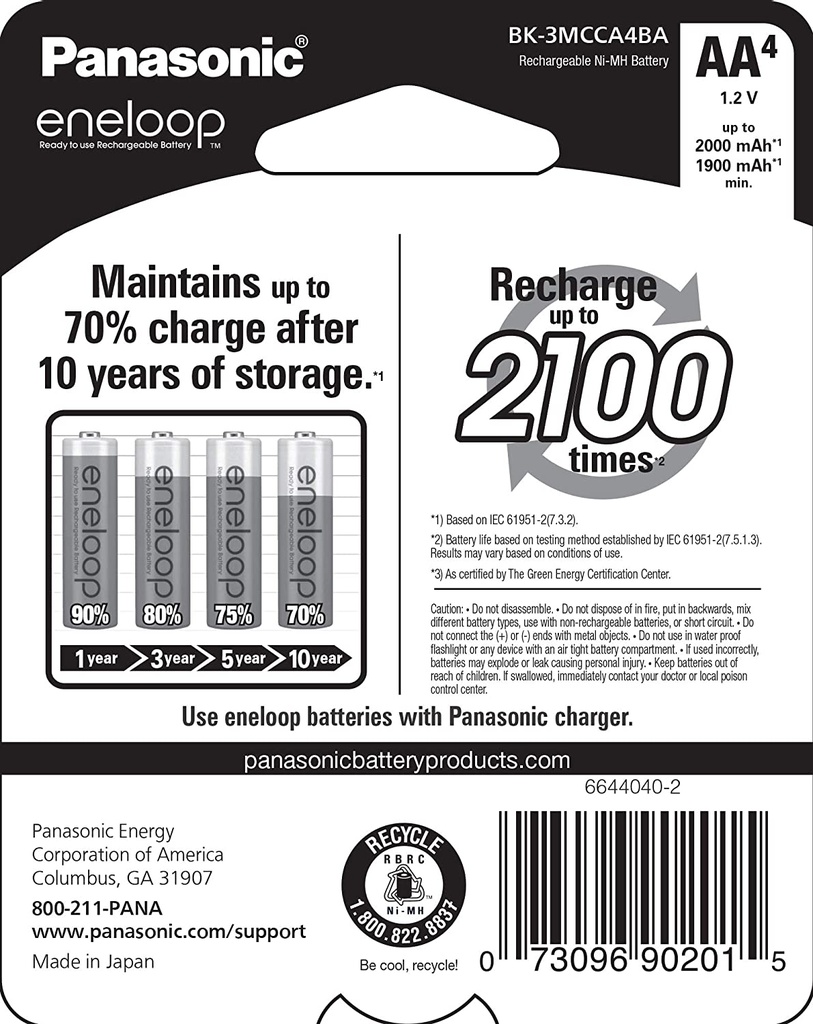 Panasonic Eneloop PRO AA Rechargeable Batteries - 4pack