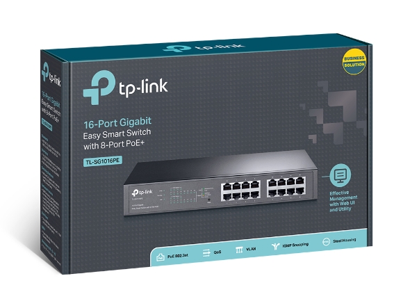 TP-LINK TL-SG1016PE 16-Port Gigabit Easy Smart PoE Switch with 8-Port PoE+