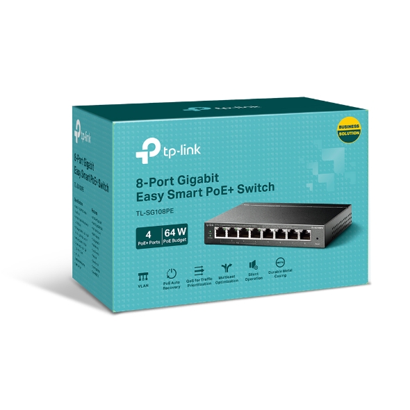 TP-LINK TL-SG108PE 8-Port Gigabit Easy Smart Switch with 4-Port PoE