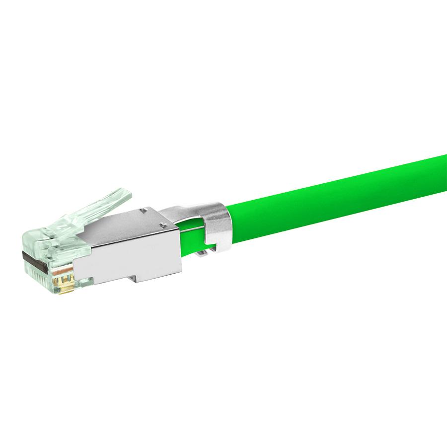 SIMPLY45 PROSERIES PASS THROUGH 1 PIECE SHIELDED EXTERNAL GROUND GREEN TINT - CAT6 STP WITH CAP45™ - 50PC JAR