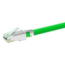 SIMPLY45 PROSERIES PASS THROUGH 1 PIECE SHIELDED EXTERNAL GROUND GREEN TINT - CAT6 STP WITH CAP45™ - 50PC JAR