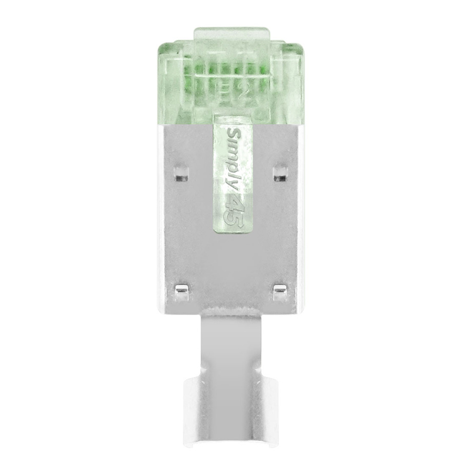 SIMPLY45 PROSERIES PASS THROUGH 1 PIECE SHIELDED EXTERNAL GROUND GREEN TINT - CAT6 STP WITH CAP45™ - 50PC JAR