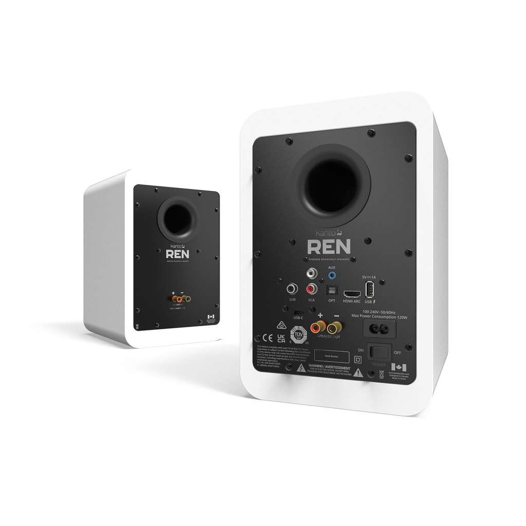 KANTO REN 200W POWERED BOOKSHELF SPEAKERS w/ HDMI ARC, USB-C, BT