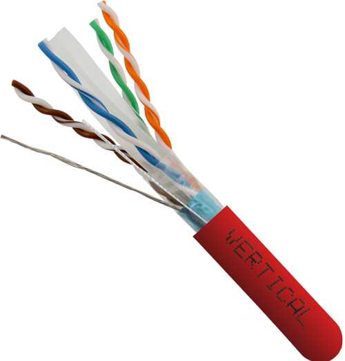 CAT6A 1000' RED SOLID SHIELDED F/UTP NETWORK BULK CABLE