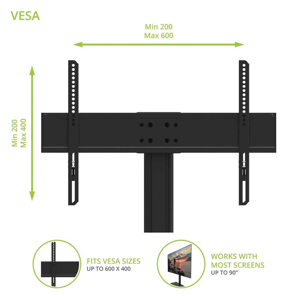 KANTO HEIGHT ADJUSTABLE TABLETOP TV STAND 40"-90" (125LB)