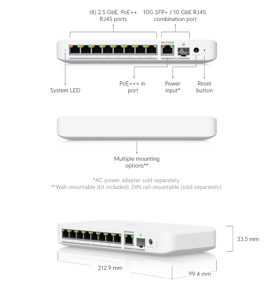 UBIQUITI FLEX MINI 2.5G 8 PORT POE