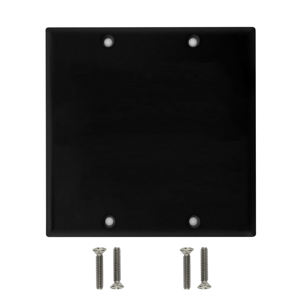 2-GANG BLANK WALL PLATE - BLACK