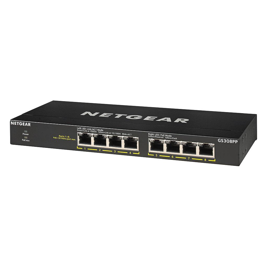 NETGEAR 8 PORT GS308PP POE+ GIGABIT ETHERNET SWITCH (83W)