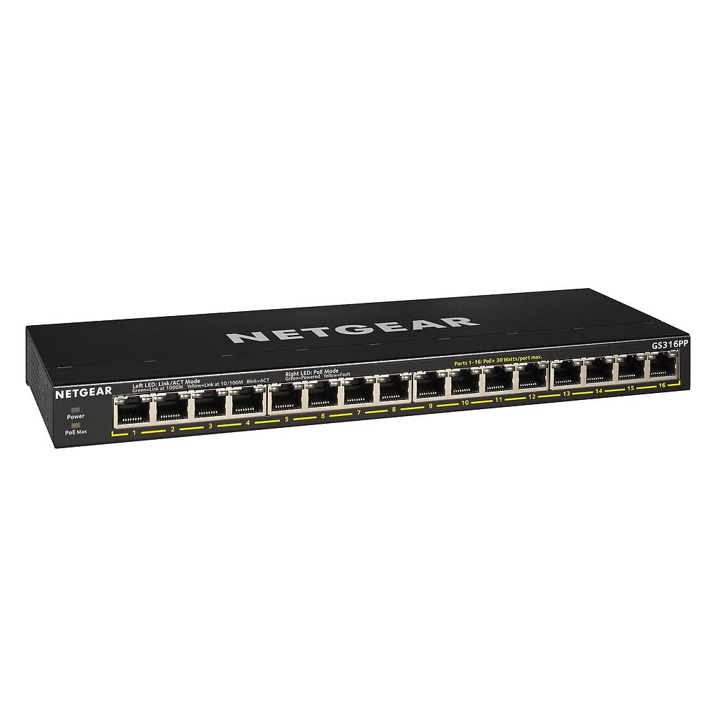 NETGEAR 16 PORT GS316PP POE+ ETHERNET SWITCH [183W]