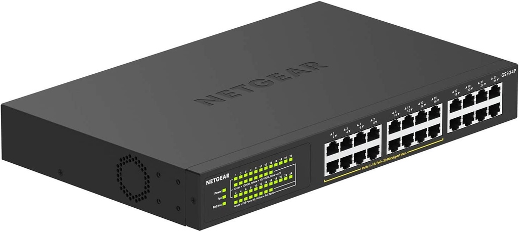 NETGEAR 24 PORT UNMANAGED GIGABIT ETHERNET SWITCH W/ 16 PORT POE+  (190W)