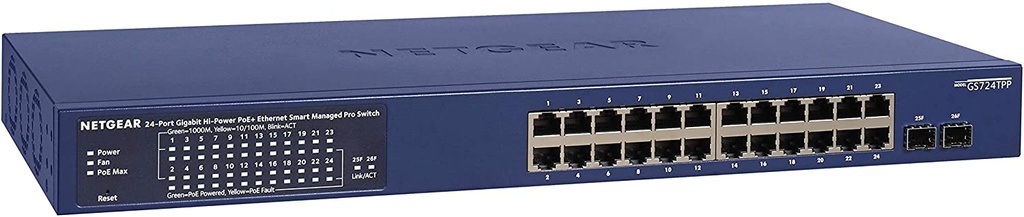 NETGEAR PROSAFE 24-PORT GIGABIT POE+ ETHERNET SWITCH W/ 2 SFP (380W)