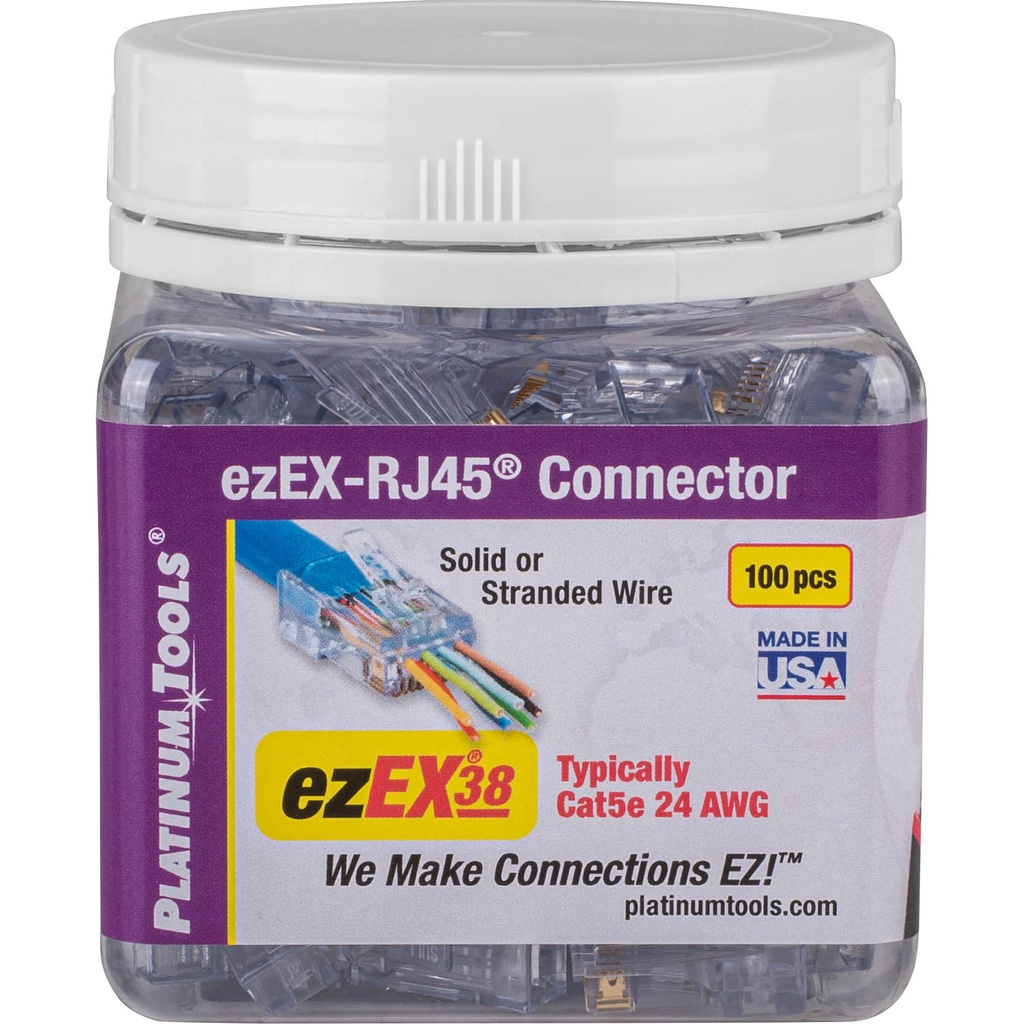 PLATINUM TOOLS ezEX38 CAT5E/6 CONNECTOR (100/JAR)