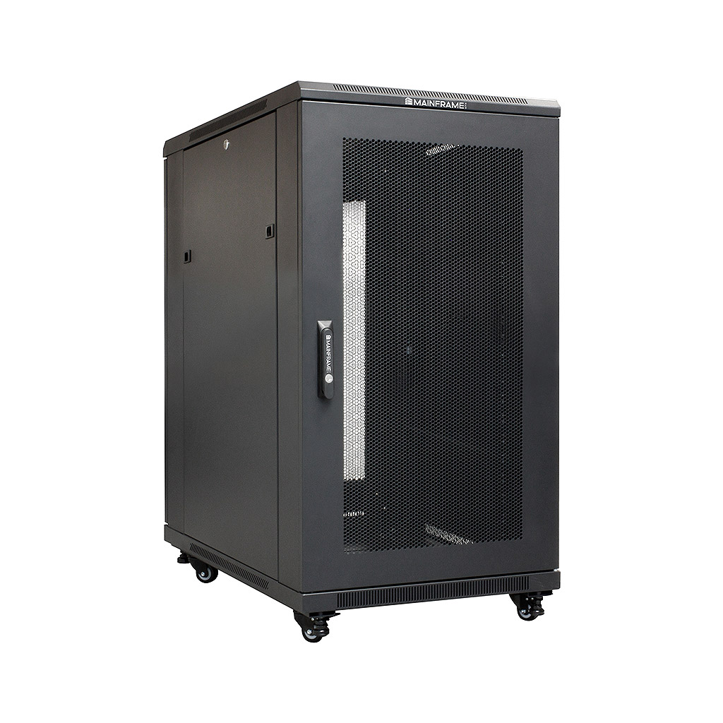 MAINFRAME 22U CLOSED CABINET W/STEEL MESH FRONT & REAR DOORS