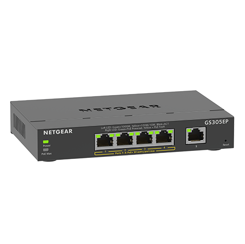 NETGEAR 5 PORT W/POE+ GIGABIT ETHERNET MANAGED SWITCH (63W)