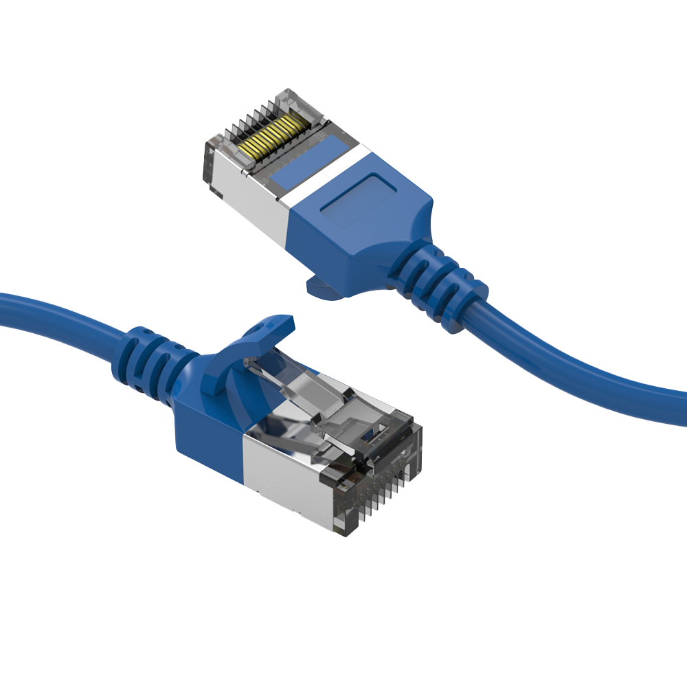 CAT8 SHIELDED U/FTP SLIM NETWORK PATCH CABLE 30AWG (BLUE)