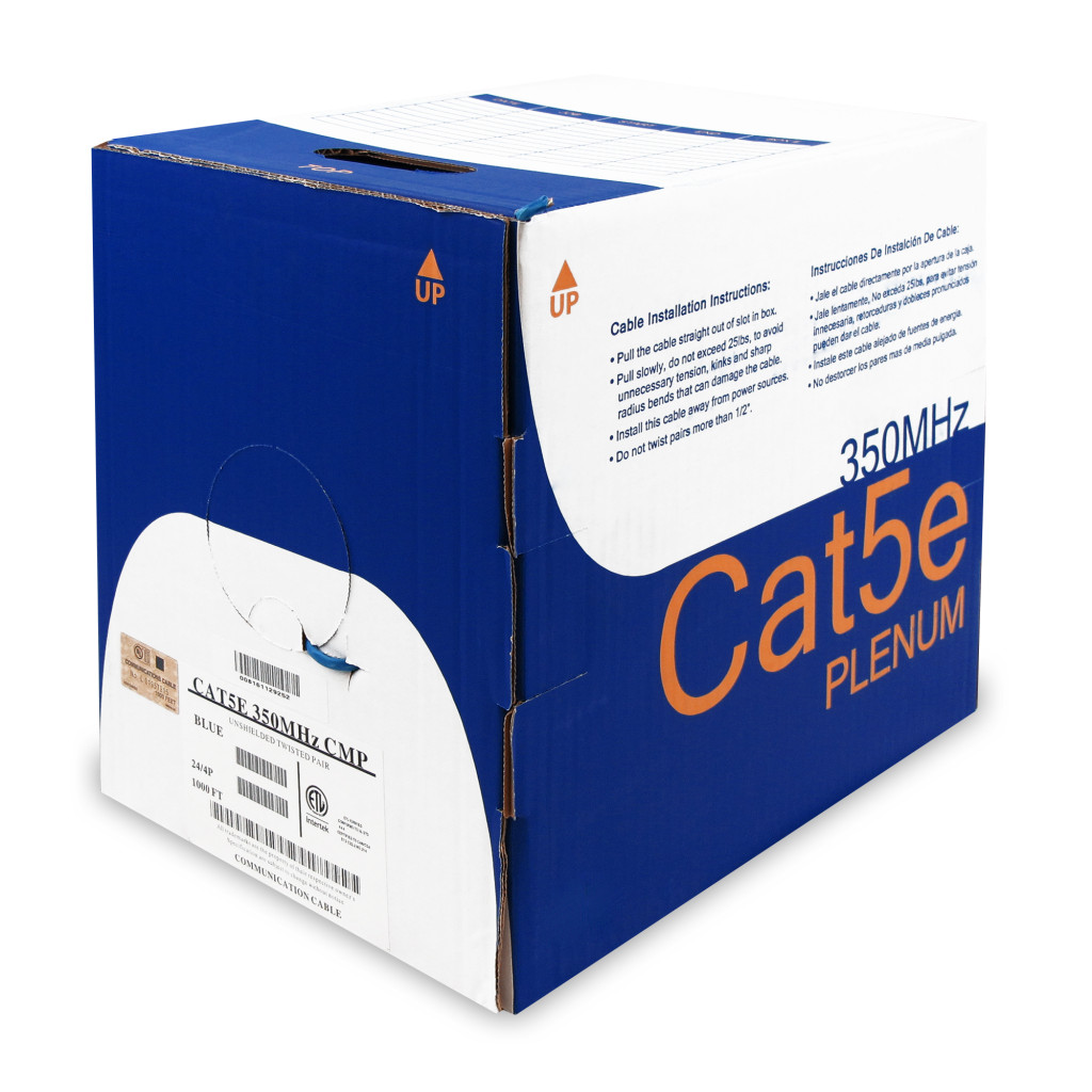 CAT5E 1000' BLUE SOLID F/UTP PLENUM SHIELDED NETWORK BULK CABLE (FT6/CMP)