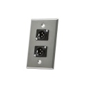 2-PORT XLR MALE (3 PIN) WALL PLATE - ZINC ALLOY 