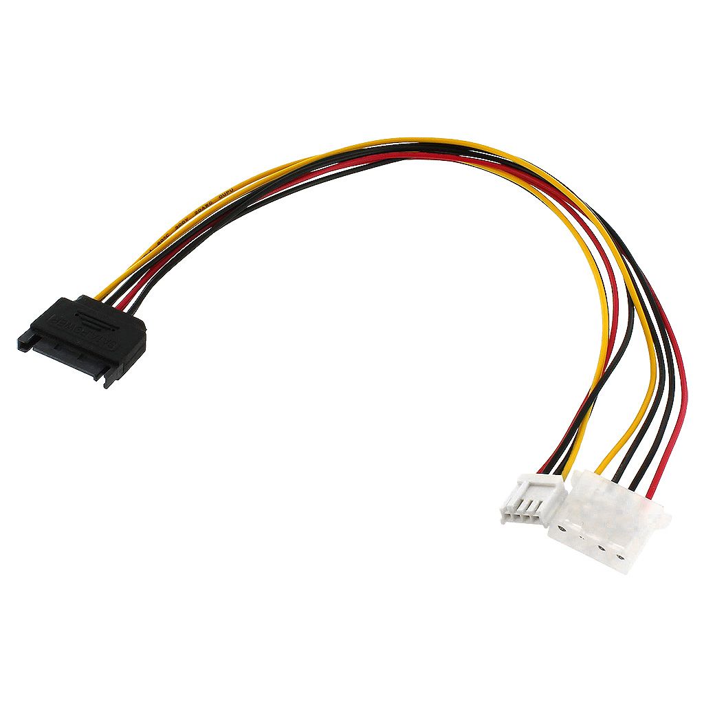 12IN SATA 15PIN MALE TO MOLEX 4PIN FEMALE+4PIN POWER ADAPTER