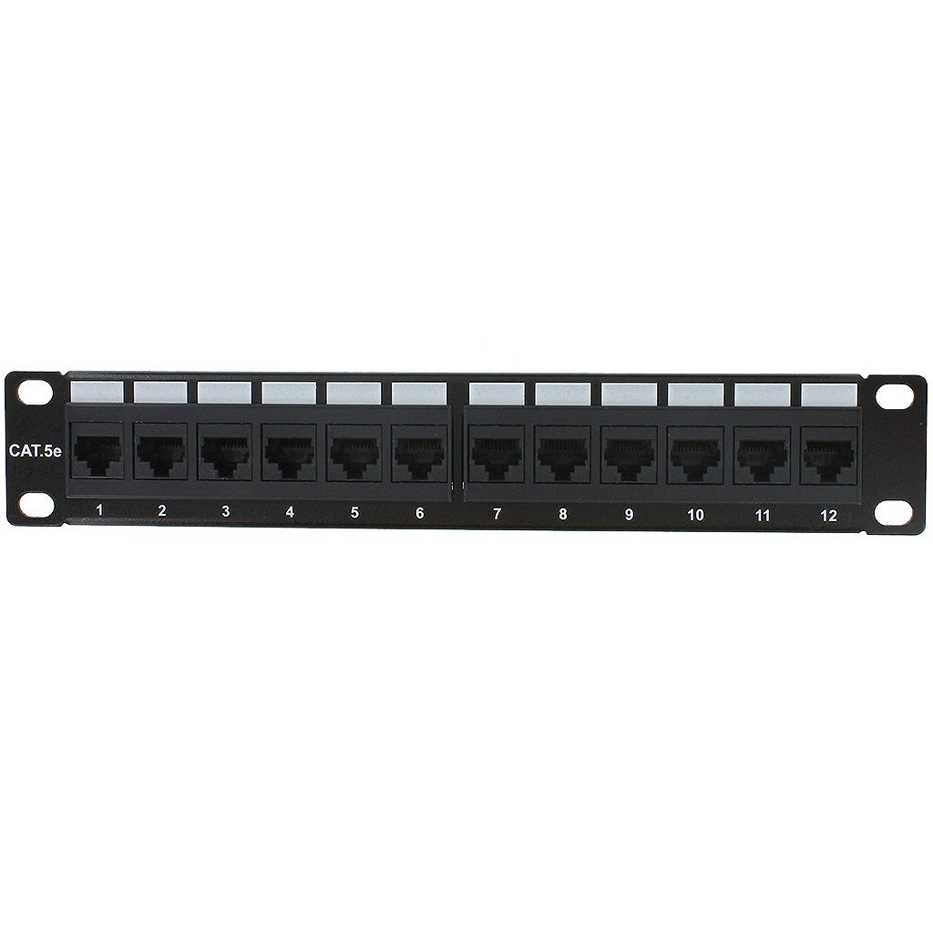 RJ45 10"(MINI) CAT5E 12-PORT LOADED PATCH PANEL (110 & KRONE)