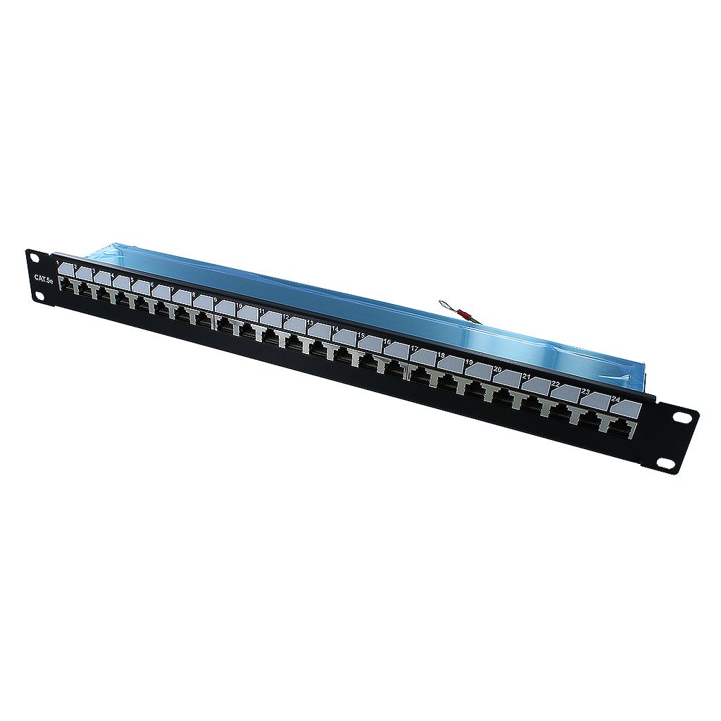 RJ45 CAT5E SHIELDED 24-PORT LOADED PATCH PANEL (110 & KRONE)