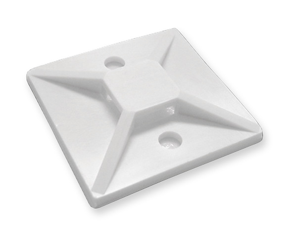 HELLERMANN 4-WAY CABLE TIE MOUNTING BASE 1.1" WHITE (100/BAG)