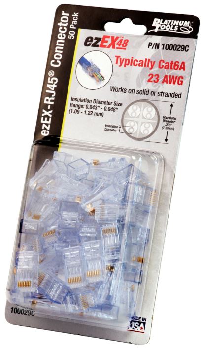 PLATINUM TOOLS ezEX48 CAT6A CONNECTOR (50/BAG)