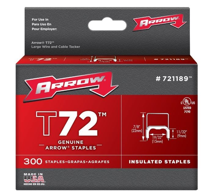 ARROW T72 11/32"X19/32" INSULATED STAPLES CLEAR