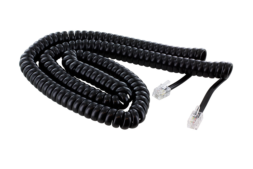 RJ9 RJ22 4P4C 12' COILED HANDSET CORD - BLACK