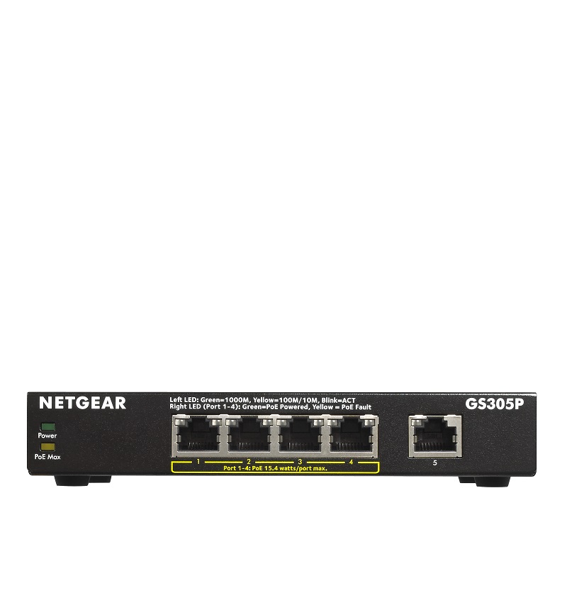 NETGEAR 5 PORT GS305P POE ETHERNET SWITCH (63W)