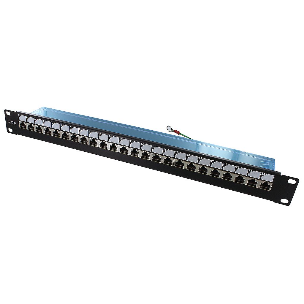 RJ45 CAT6 SHIELDED 24-PORT LOADED PATCH PANEL (110 & KRONE)