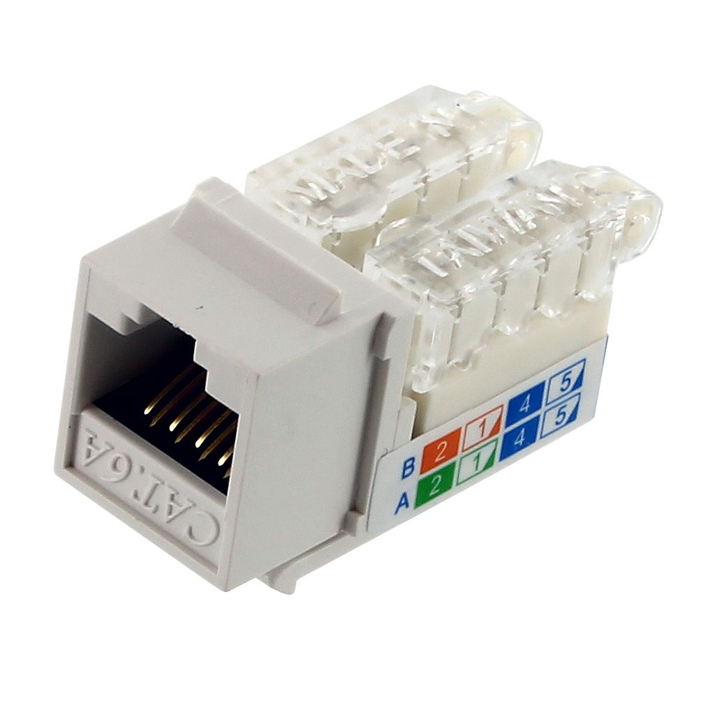 RJ45 CAT6A SLIM WHITE KEYSTONE JACK (TOOL-LESS)