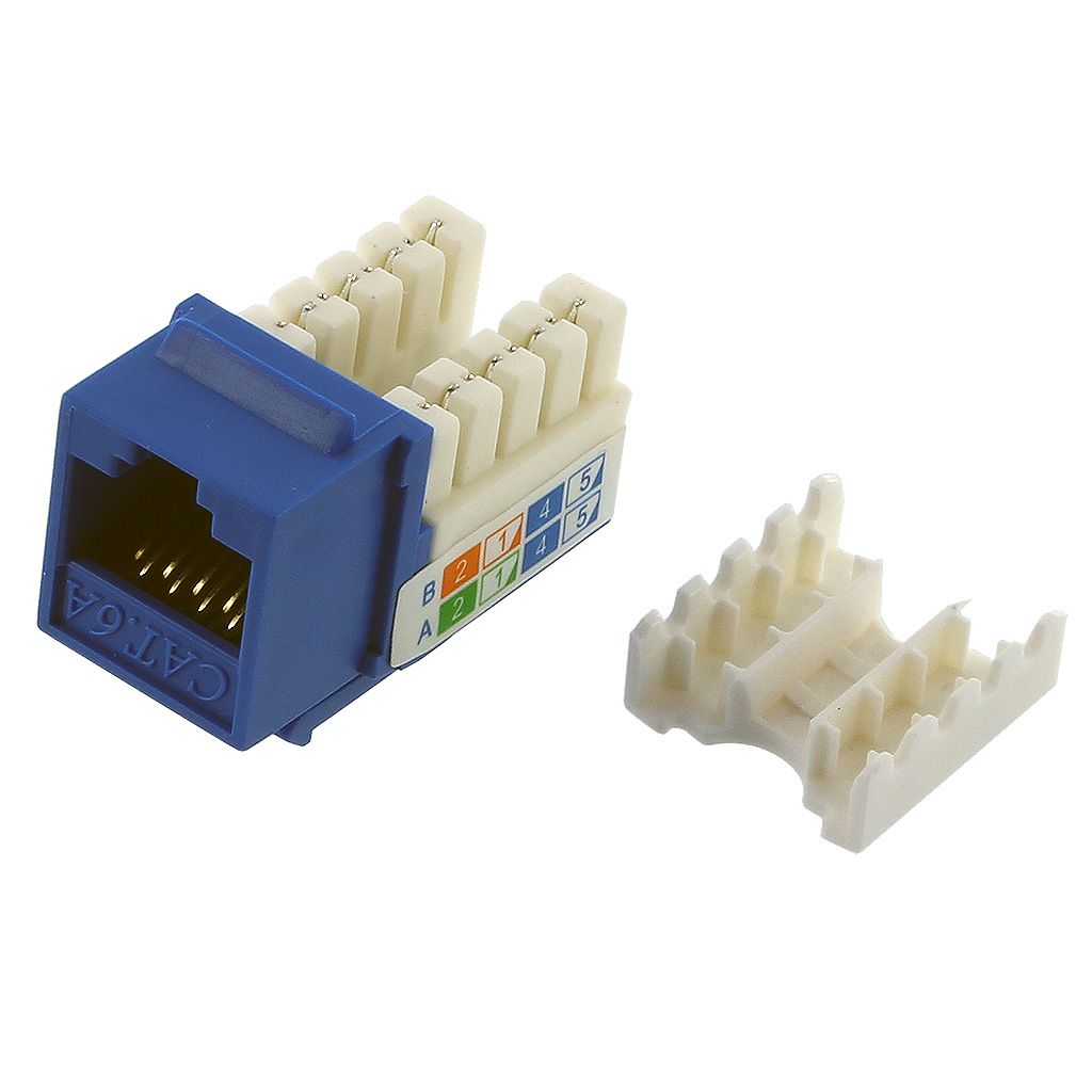 RJ45 CAT6A SLIM BLUE KEYSTONE JACK (110 PUNCH DOWN)