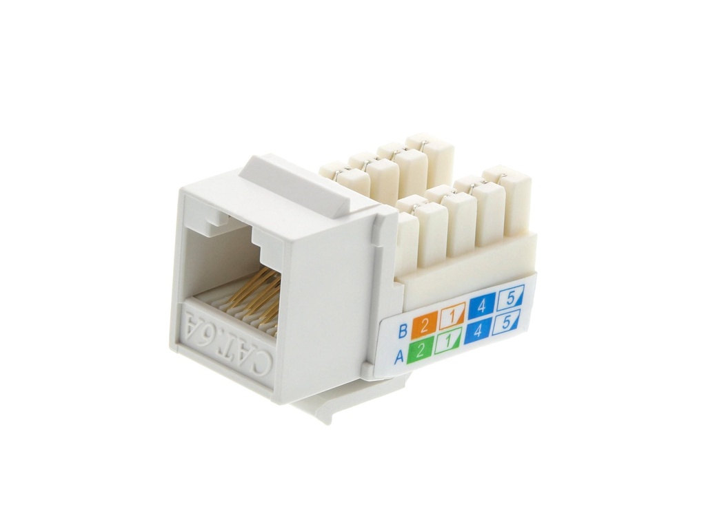 RJ45 CAT6A SLIM WHITE KEYSTONE JACK (110 PUNCH DOWN)