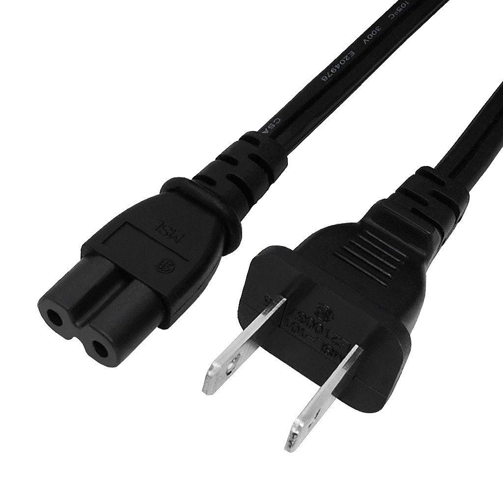 6' LAPTOP AC POWER CORD 2 PRONG NEMA 1-15P TO IEC-C7