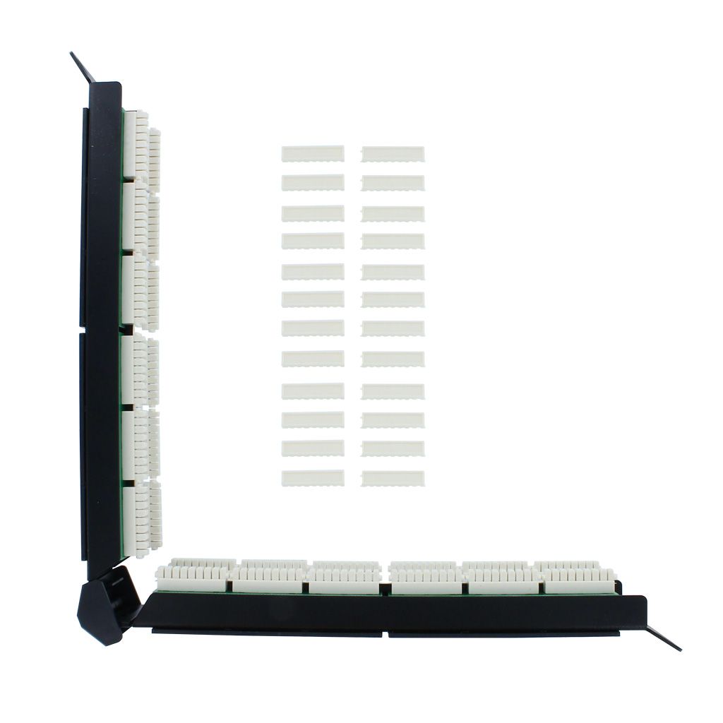 RJ45 CAT5E ANGLED 24-PORT LOADED PATCH PANEL (110 & KRONE)