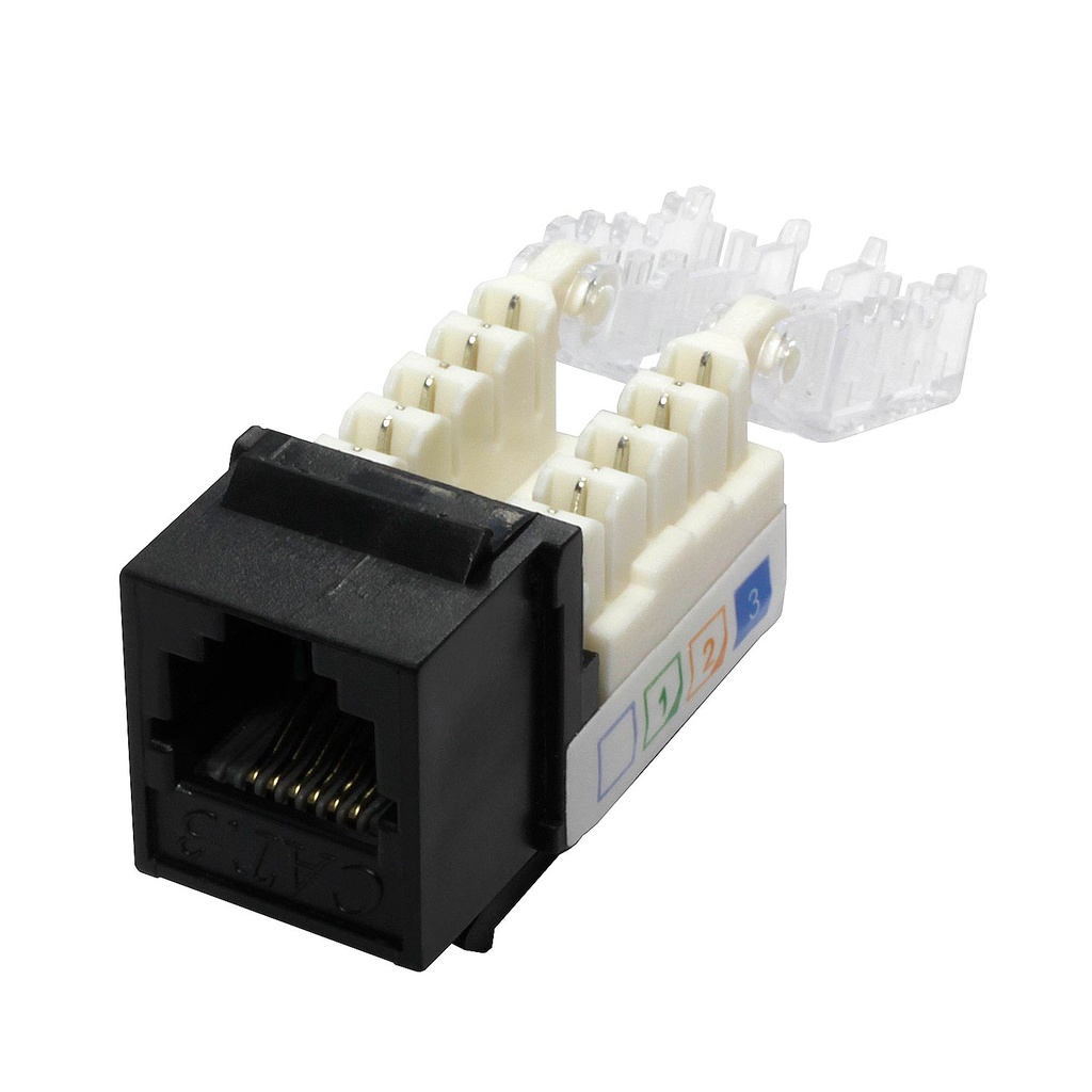 RJ12 CAT3 SLIM BLACK KEYSTONE JACK (TOOL-LESS)