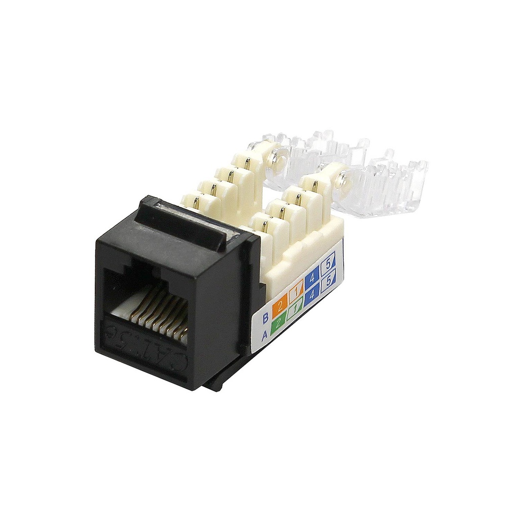 RJ45 CAT5E SLIM BLACK KEYSTONE JACK (TOOL-LESS)