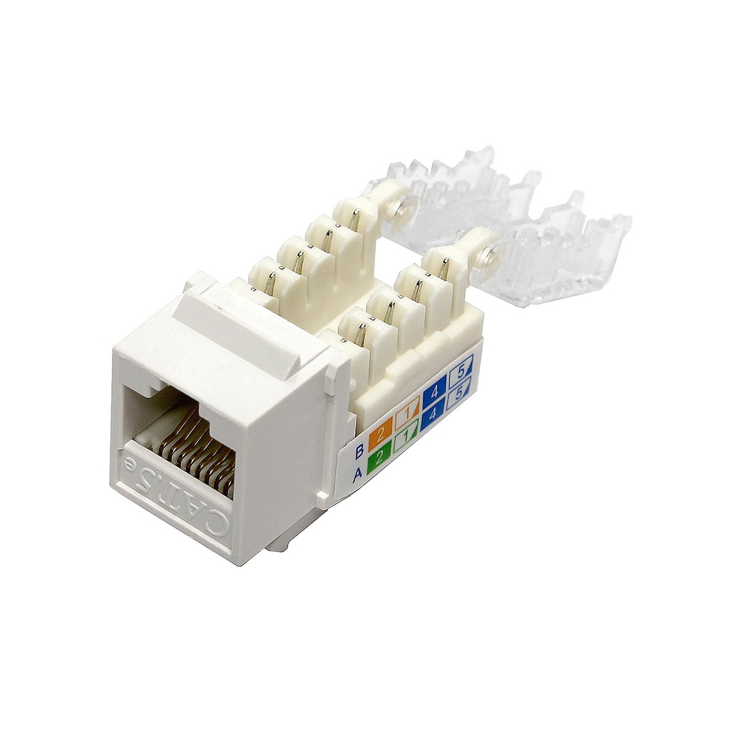 RJ45 CAT5E SLIM WHITE KEYSTONE JACK (TOOL-LESS)