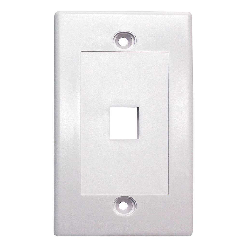 1-PORT PLASTIC KEYSTONE WALL PLATE - WHITE 