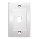 1-PORT PLASTIC KEYSTONE WALL PLATE - WHITE 