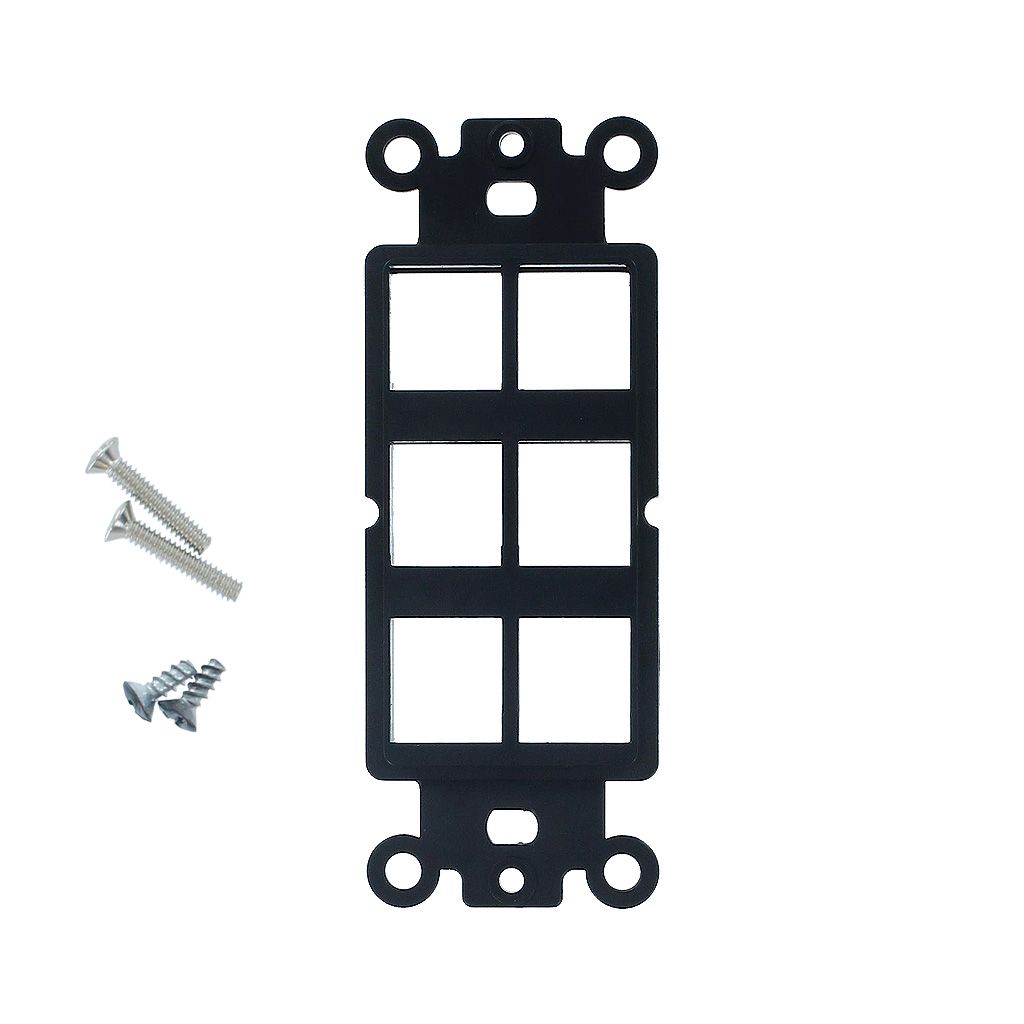 6-PORT DECORA STRAP KEYSTONE INSERT - BLACK