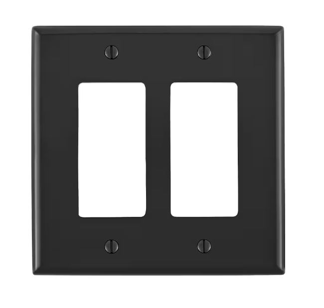 2-GANG DECORA WALL PLATE - BLACK