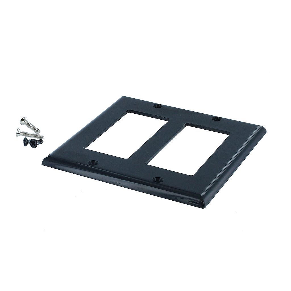 2-GANG DECORA WALL PLATE - BLACK