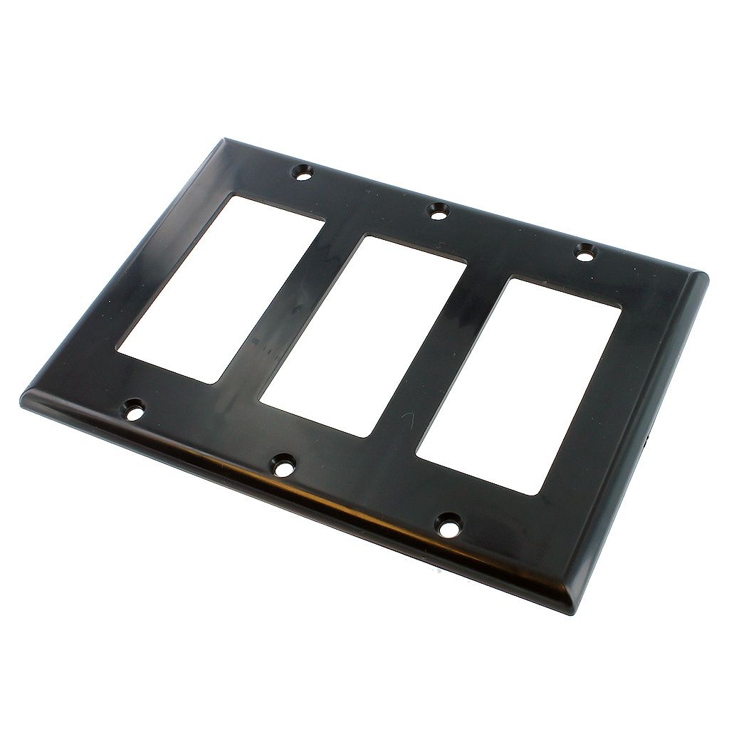 3-GANG DECORA WALL PLATE - BLACK