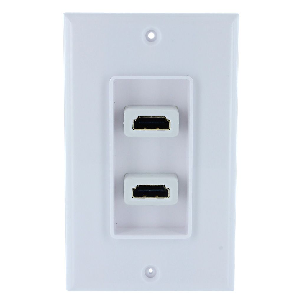 DUAL HDMI (W/6" EXTENSION) WALL PLATE - WHITE
