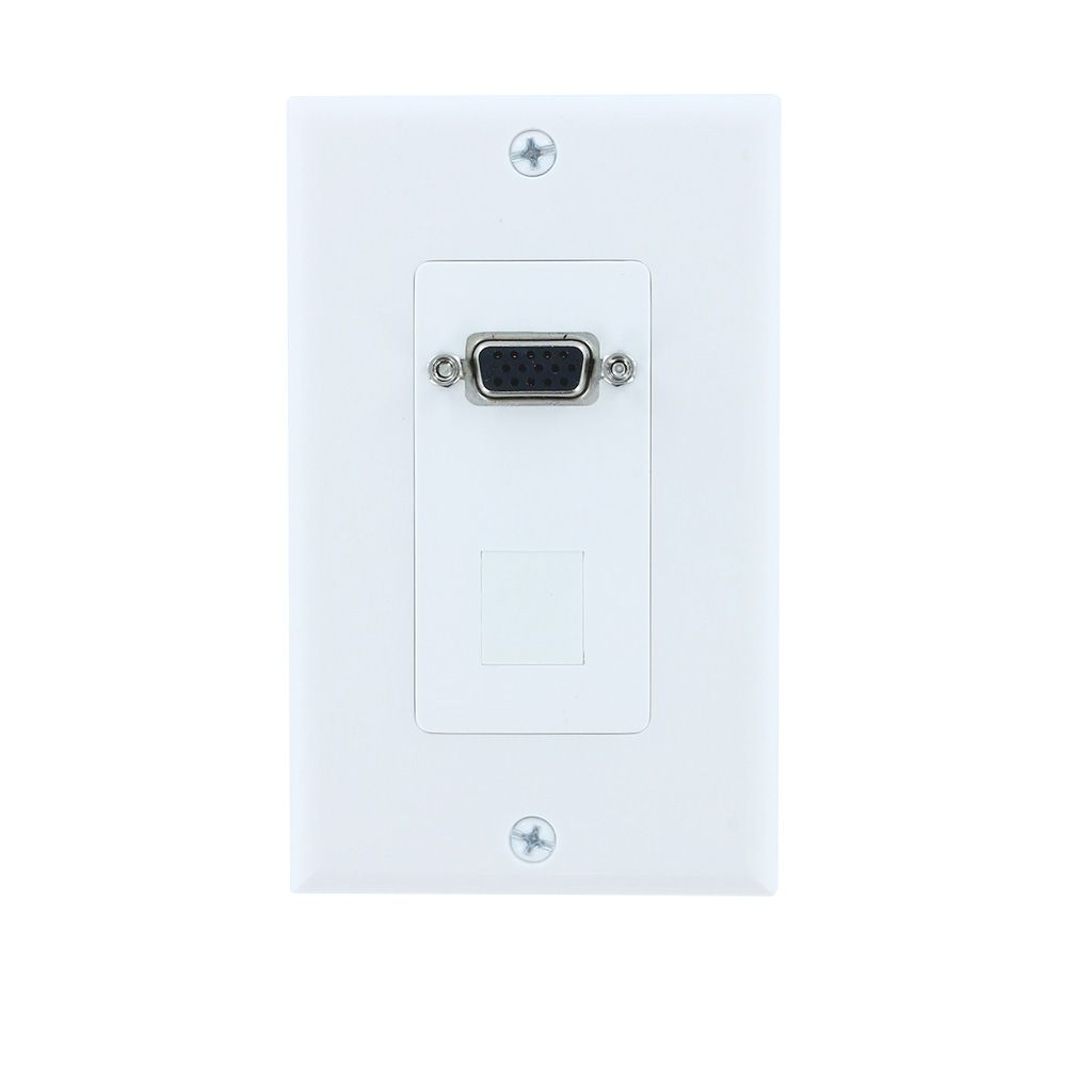 1-PORT VGA + 1-BLANK DECORA WALL PLATE - WHITE