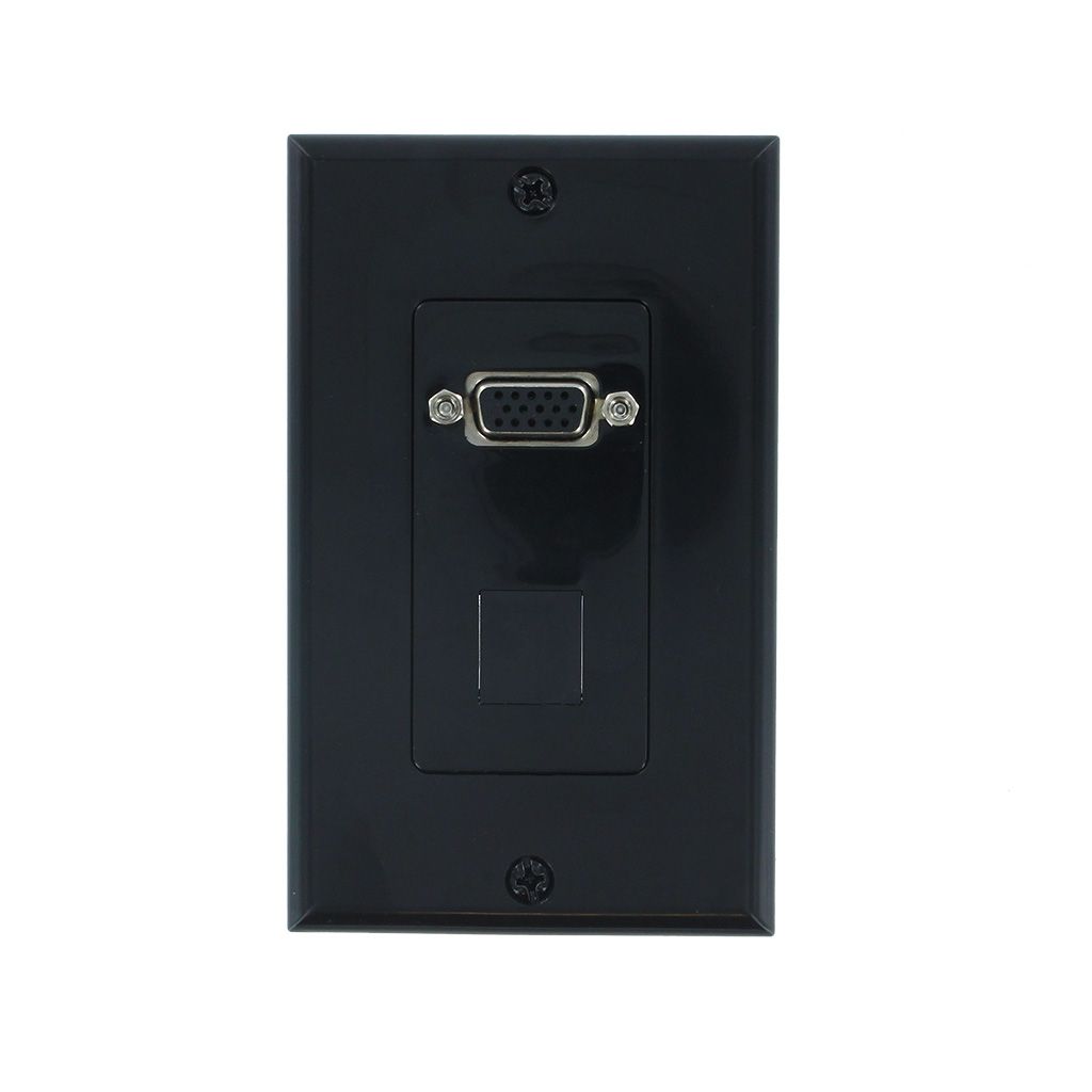 1-PORT VGA + 1-BLANK DECORA WALL PLATE - BLACK