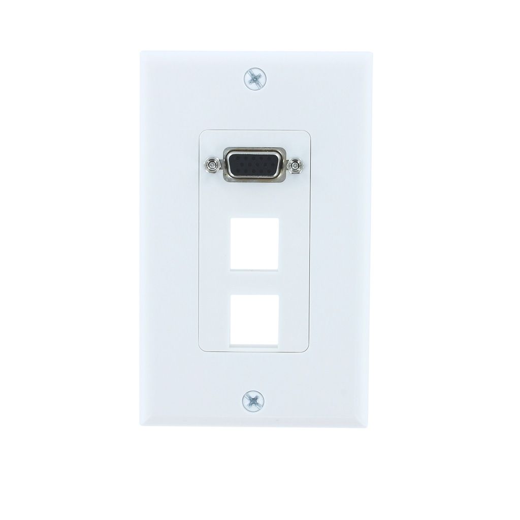 1-PORT VGA + 2-BLANK DECORA WALL PLATE - WHITE