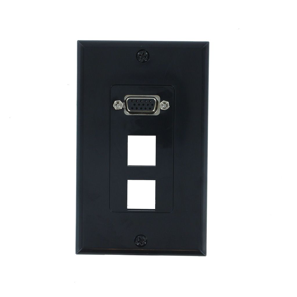 1-PORT VGA + 2-BLANK DECORA WALL PLATE - BLACK